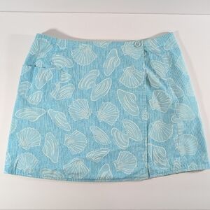 Vintage Lilly Pulitzer White Label Reversible Shell and Crab Print Wrap Skirt